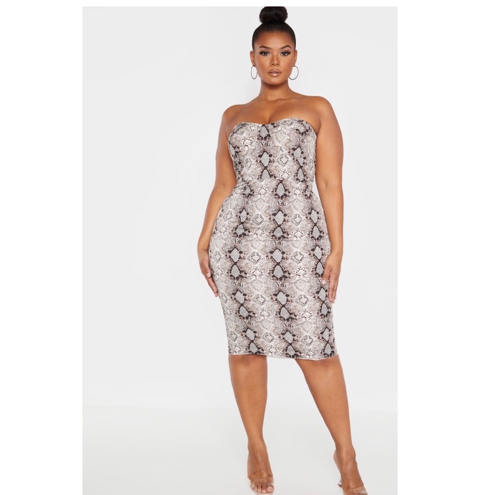 Snake Print Corset Midi Dress